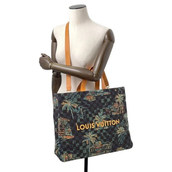 LOUIS VUITTON Shopper Tote Size MM Damier Palm Tree Jacquard Cotton Marina b... - Picture 5 of 14